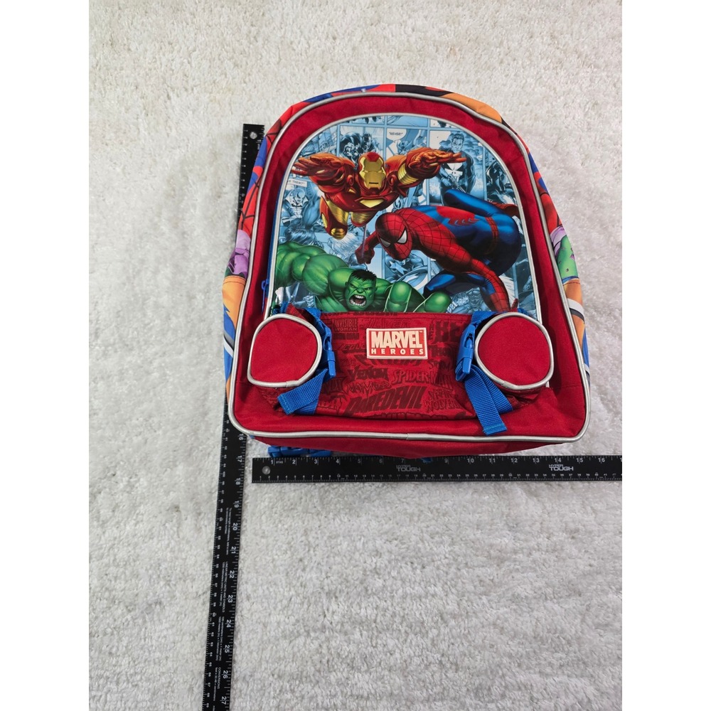 Marvel Heroes Backpack Red Spider-Man Iron Man Hulk Comic Book School Bag - Picture 9 of 13